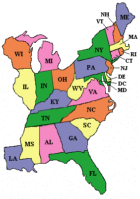 Usa Map Eastern